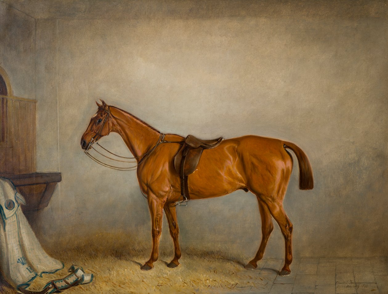 The Horse Planet egy istállóban, 1866 körül (olaj, vászon) alkotó: Claude L. Ferneley