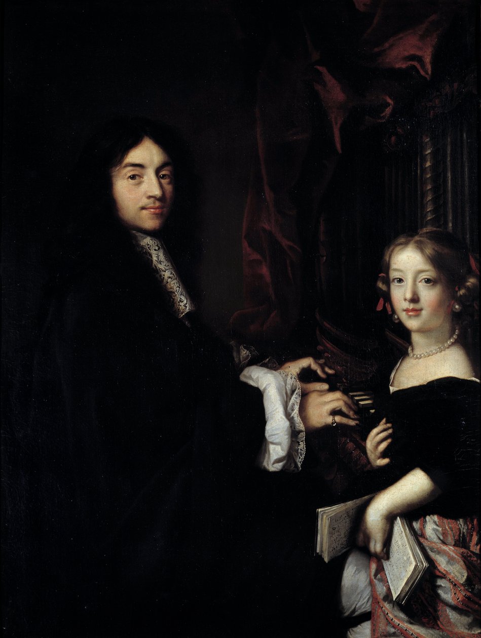 Charles Couperin (1638-1679) orgonaművész portréja a festő lányával Claude Lefebvre (1632-1675) festménye 17. század V. 1,27x0,96 m alkotó: Claude Lefebvre