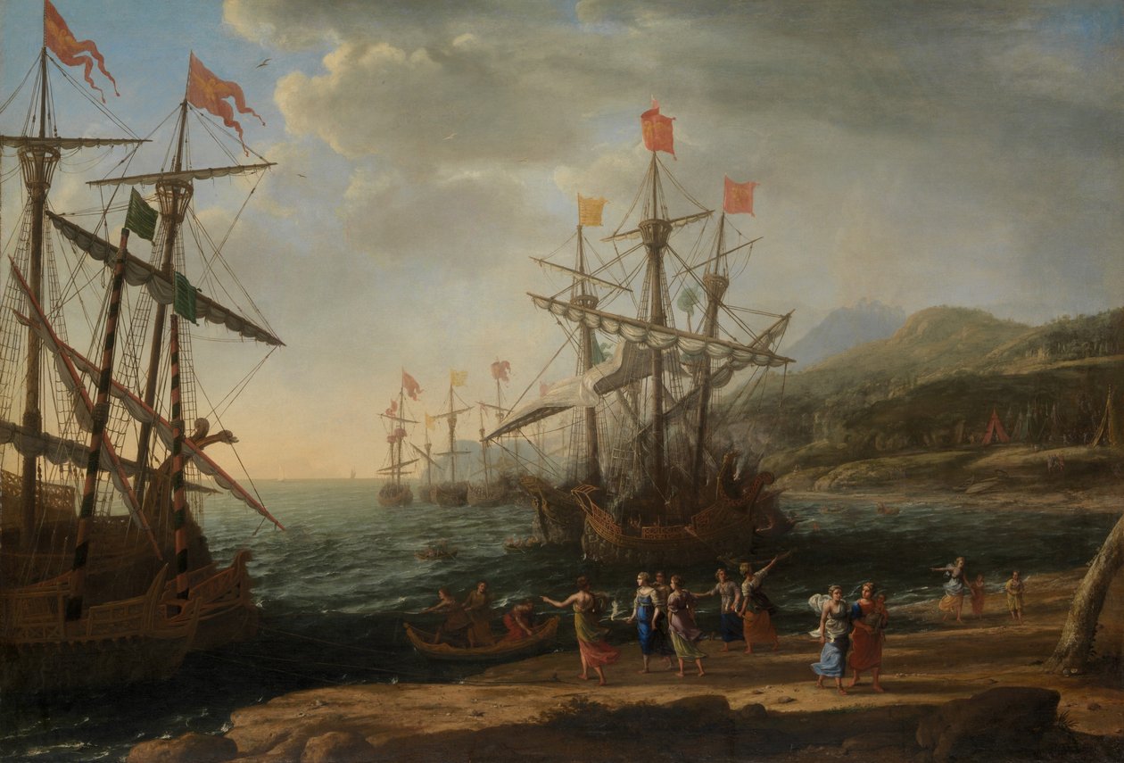 A trójai nők tüzet gyújtanak flottájukra, 1643 körül (olaj, vászon) alkotó: Claude Lorrain