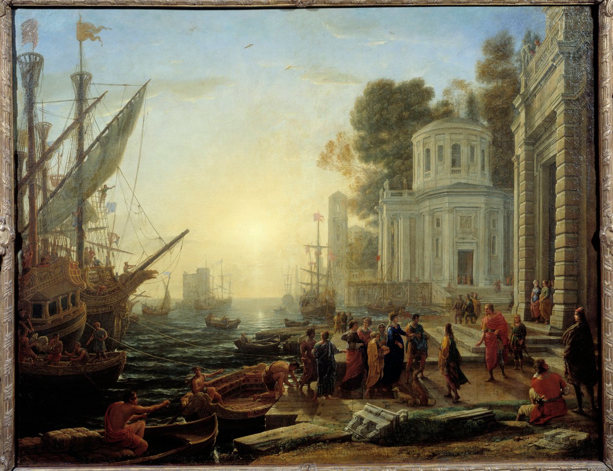 Távolság Kleopátrtól Tarsusig. Kleopátra, Egyiptom királynője találkozik Marc Antoine-nal Tarsusban (Kilicia tartomány, Törökország) ie 41-ben. Claude Gellee Dit Le Lorrain festménye (1600-1682) alkotó: Claude Lorrain