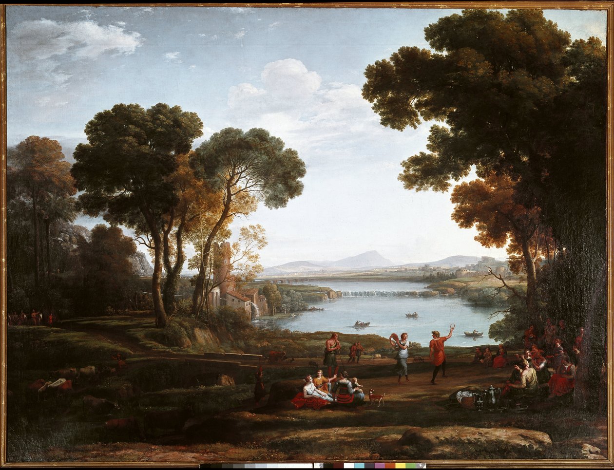 Táj táncoló figurákkal (olaj, vászon alkotó: Claude Lorrain