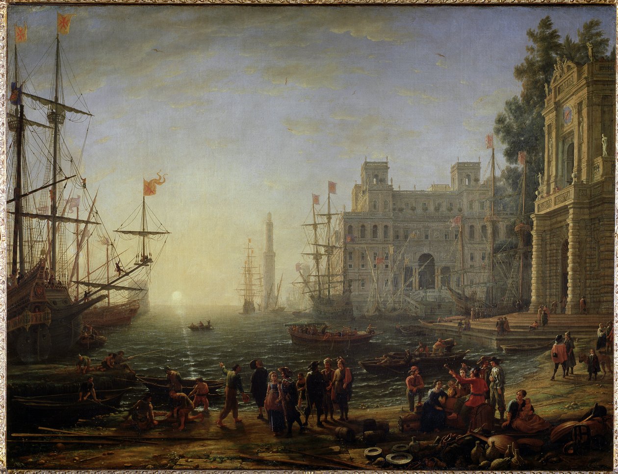 Kikötő Medicis-villával - Olaj, vászon alkotó: Claude Lorrain