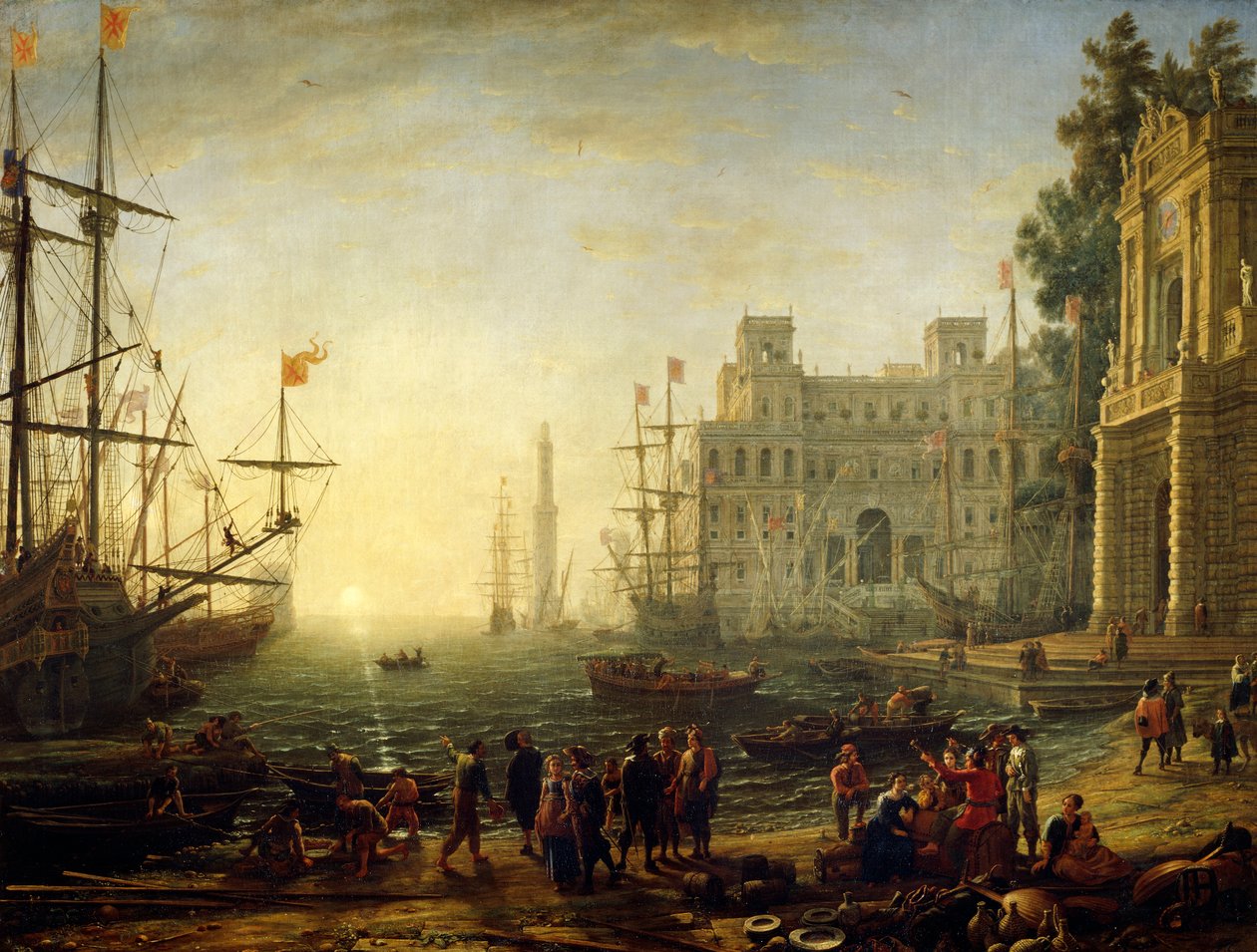 Tengeri kikötő a Villa Medicivel alkotó: Claude Lorrain