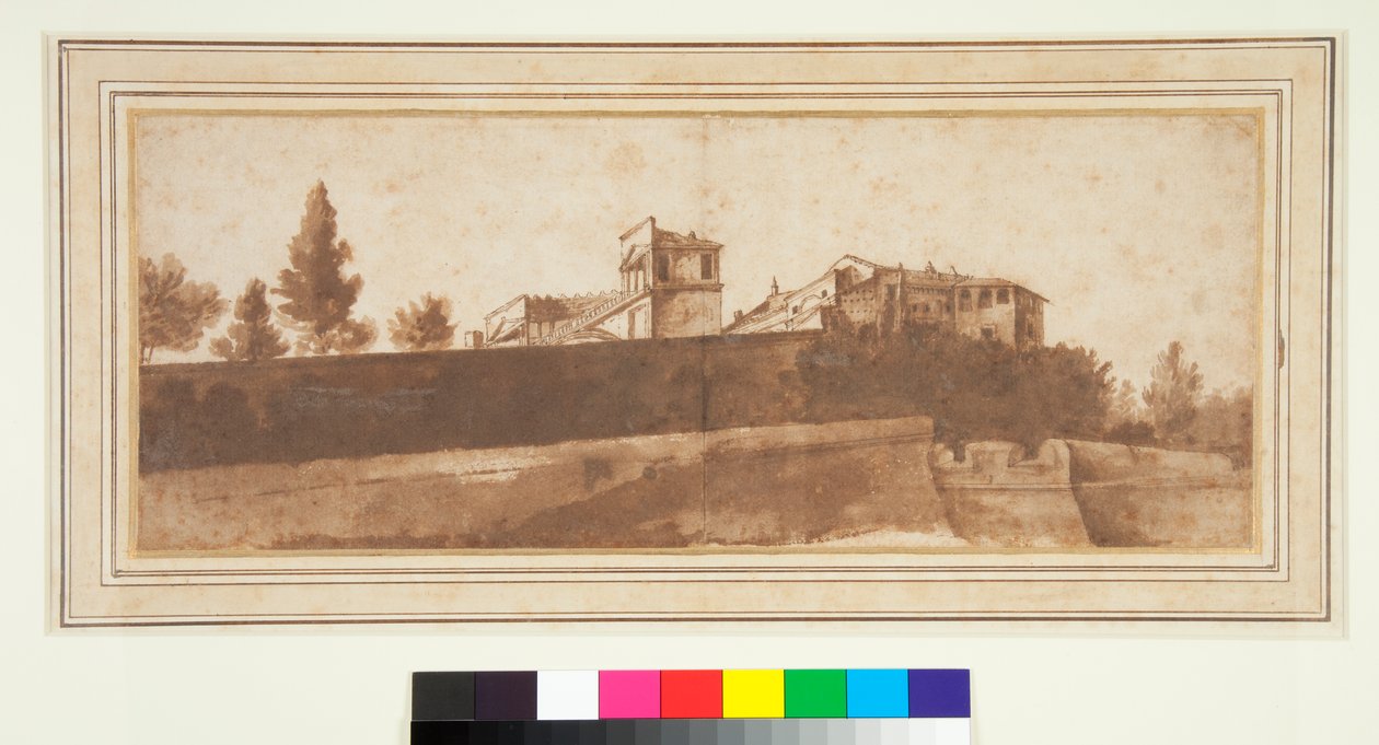 Kilátás a Belvedere-re és a Vatikán erődítményére alkotó: Claude Lorrain