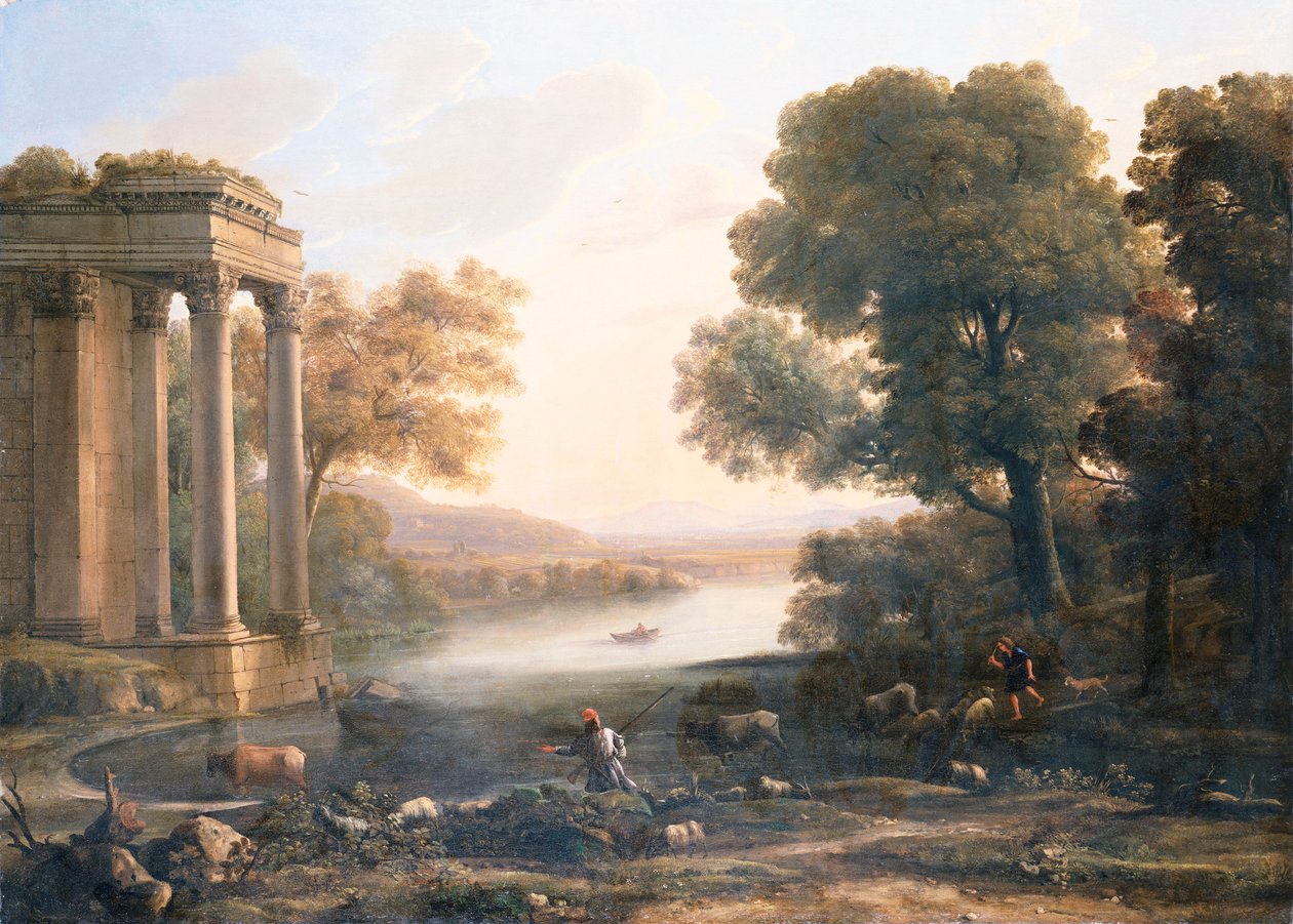 Lelkészi táj romos templommal, 1638 körül alkotó: Claude Lorrain