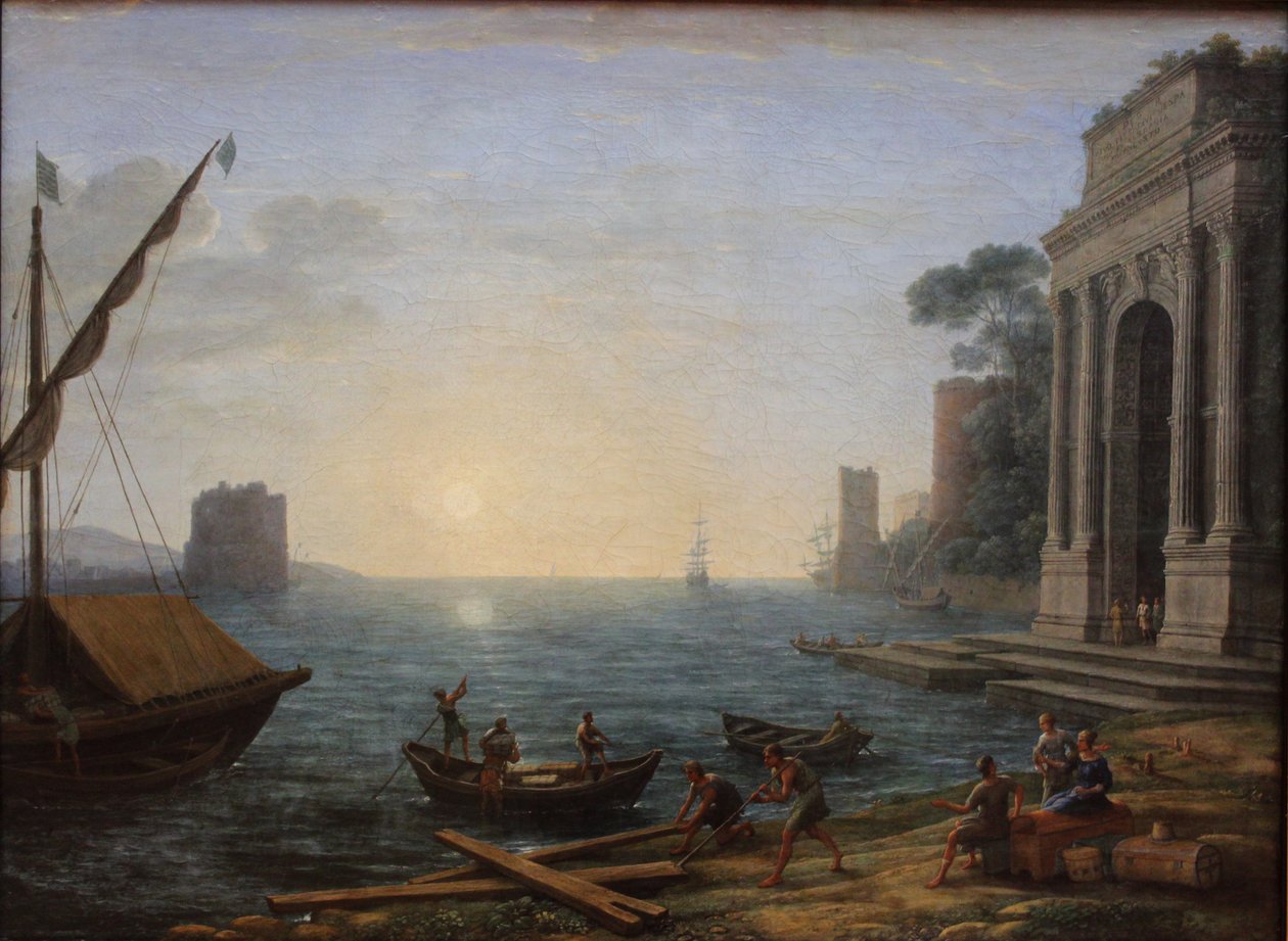 Egy tengeri kikötő napkeltekor alkotó: Claude Lorrain