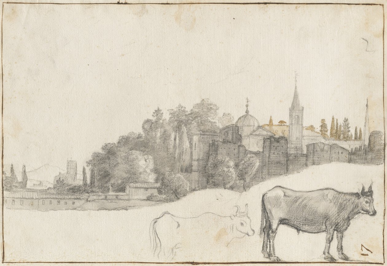 Kilátás a Piazza del Popolo téren kívül Rómában, 1640-41 alkotó: Claude Lorrain