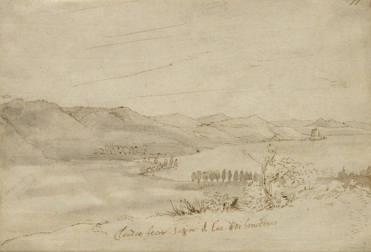 Kilátás a Bracciano-tóra, 1638-39 körül alkotó: Claude Lorrain