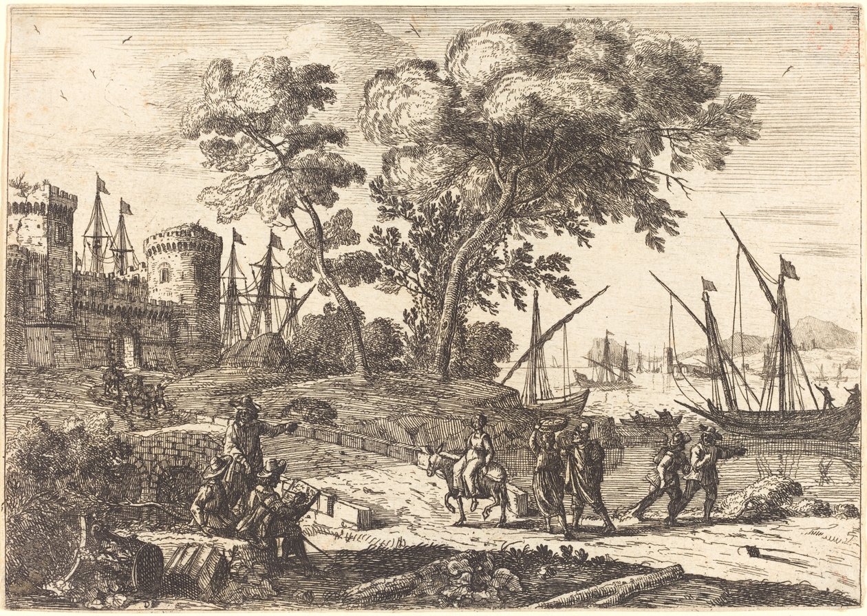 Tengerparti jelenet egy művésszel (Le dessinateur) alkotó: Claude Lorrain