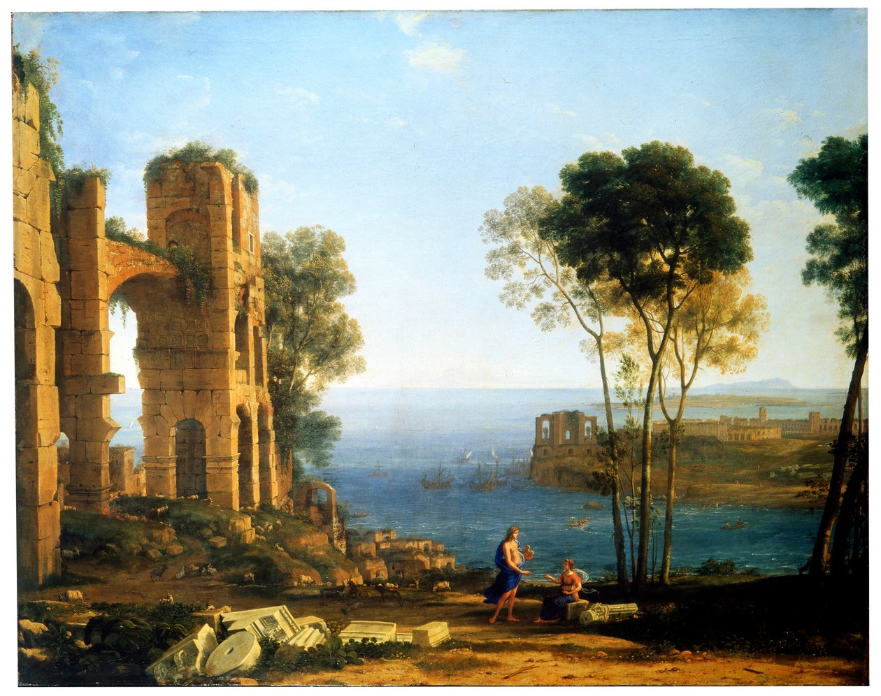 Tengerparti kilátás Apollónnal és a kumai szibillával, 1645 és 1649 között. alkotó: Claude Lorrain