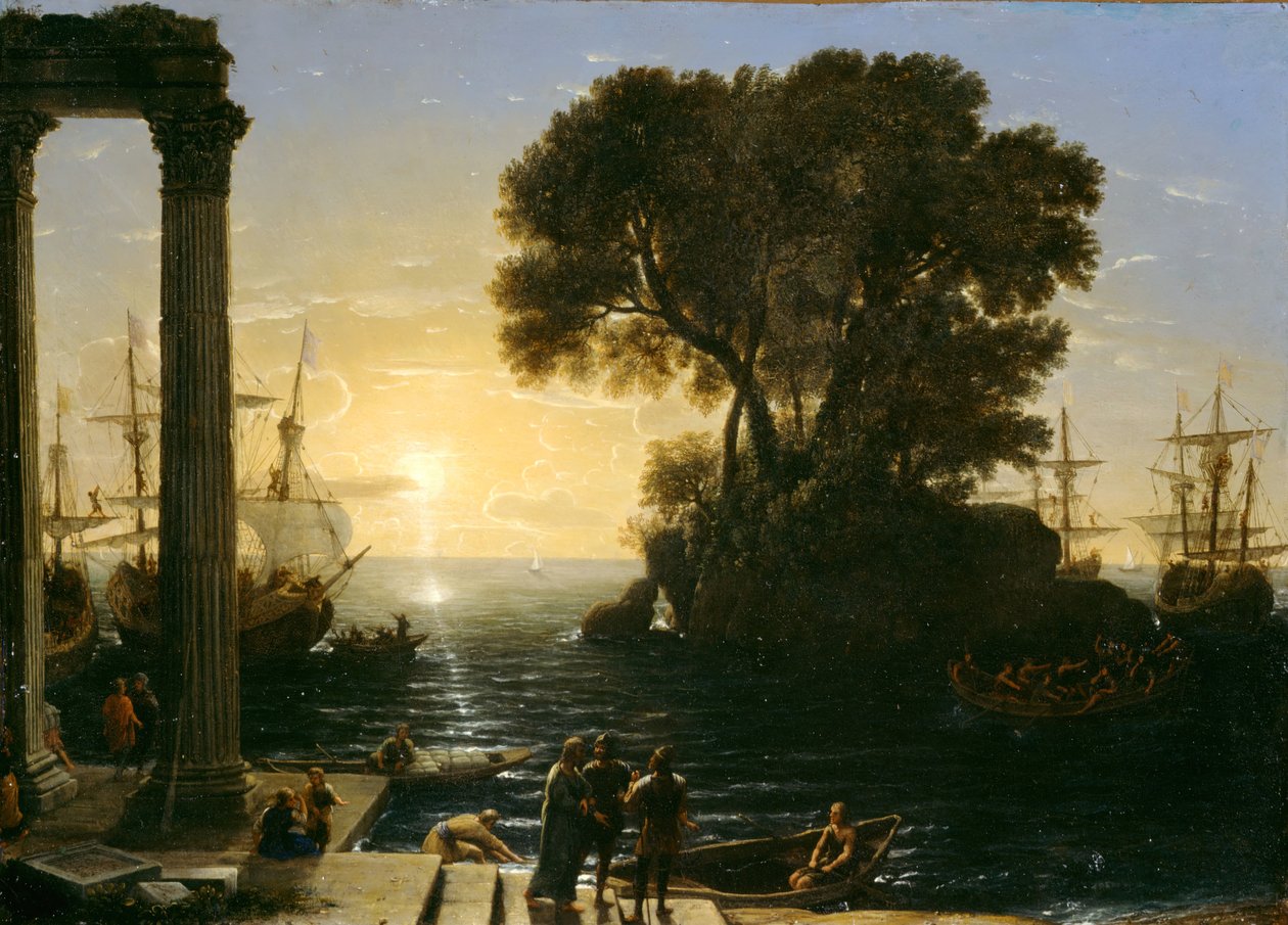 Tengerparti jelenet Szent Pál hajóraszállásával, 1655. alkotó: Claude Lorrain