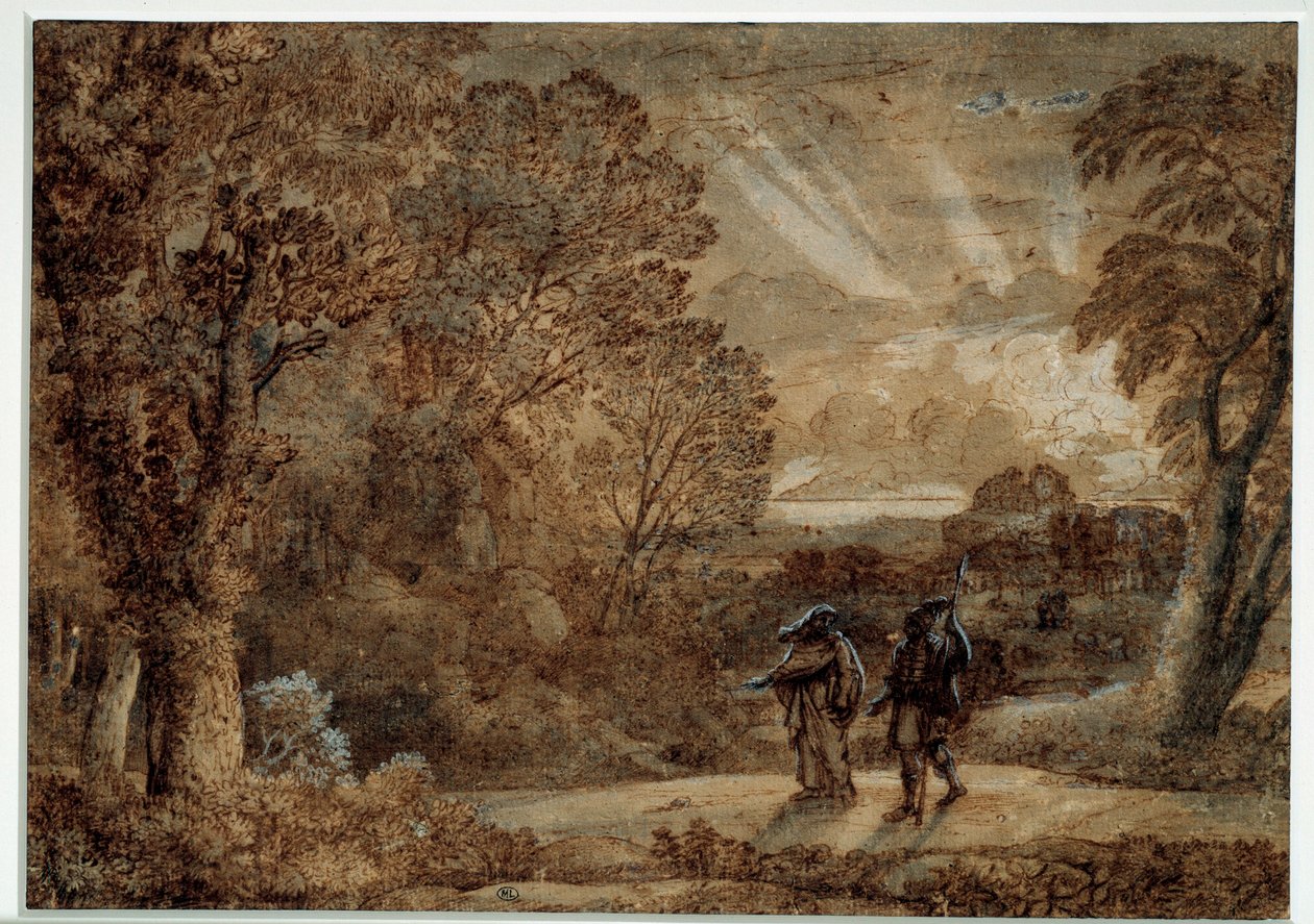 Aeneas és a cumae sibyl. Claude Gellee rajza: Le Lorrain (1600-1682) alkotó: Claude Lorrain