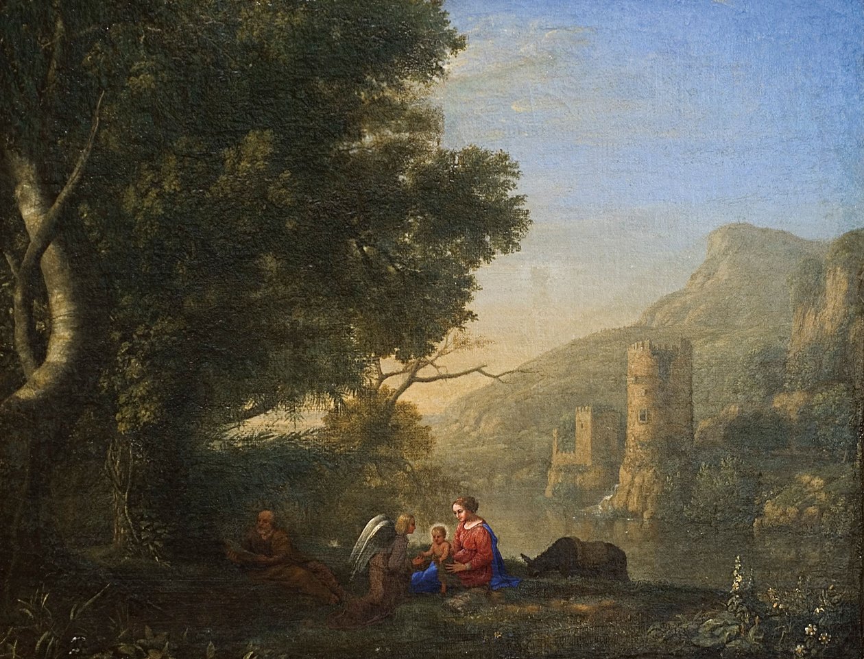 Francia: Paysage avec le repos pendant la fuite en Egypte (Tájkép pihenéssel az egyiptomi repülés alatt) alkotó: Claude Lorrain