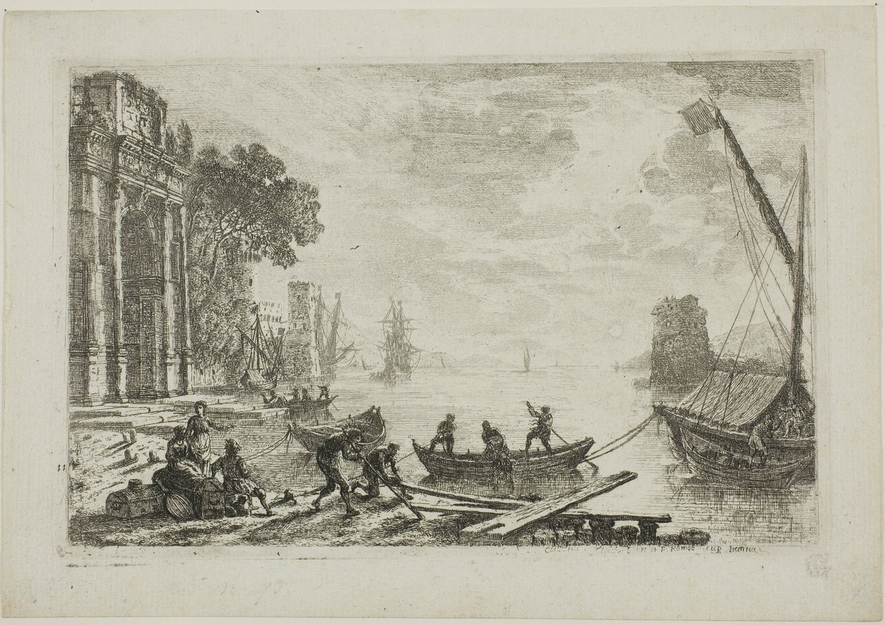 Kikötői jelenet a felkelő nappal alkotó: Claude Lorrain