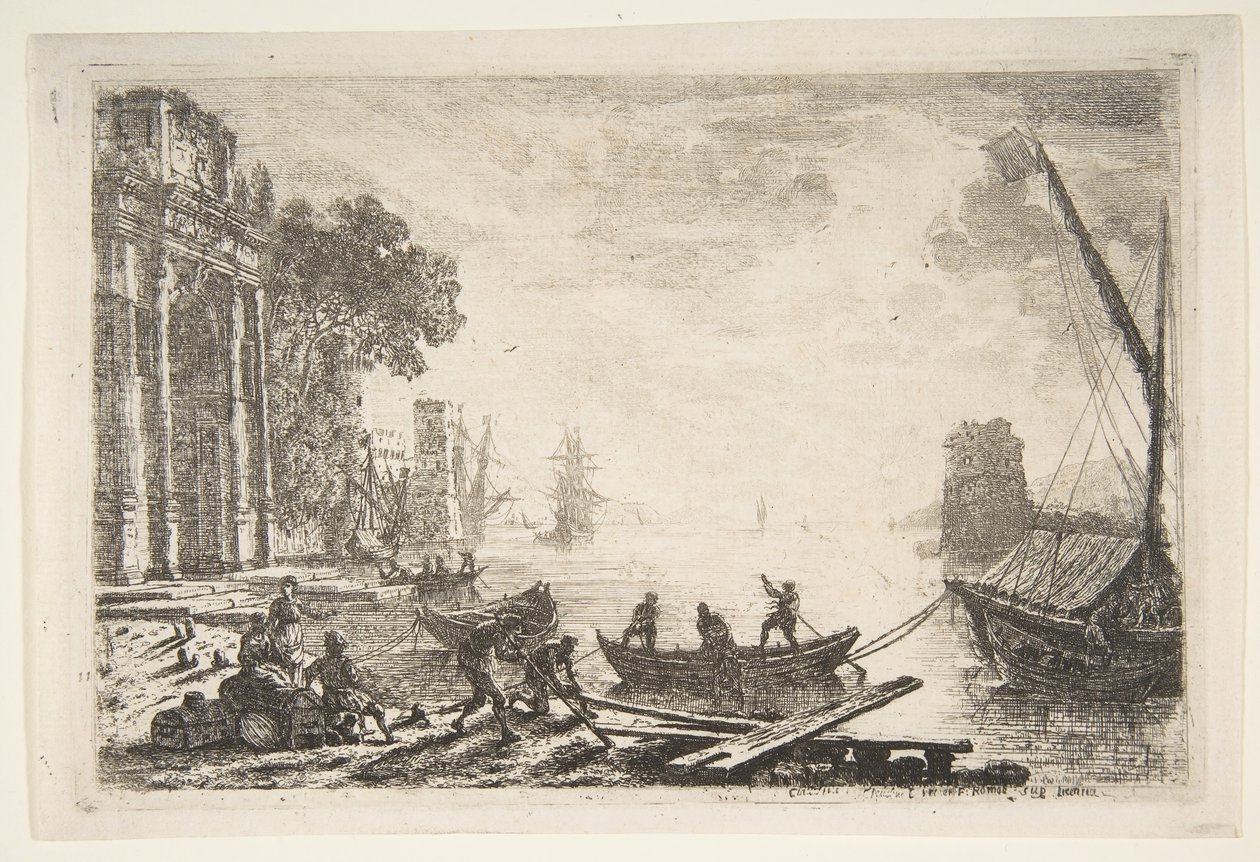 Kikötői jelenet a felkelő nappal, 1634. alkotó: Claude Lorrain