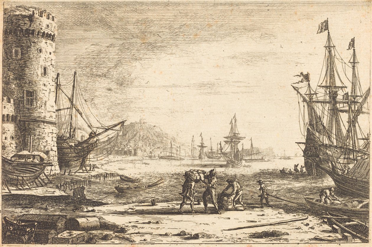 Kikötő egy nagy toronnyal alkotó: Claude Lorrain