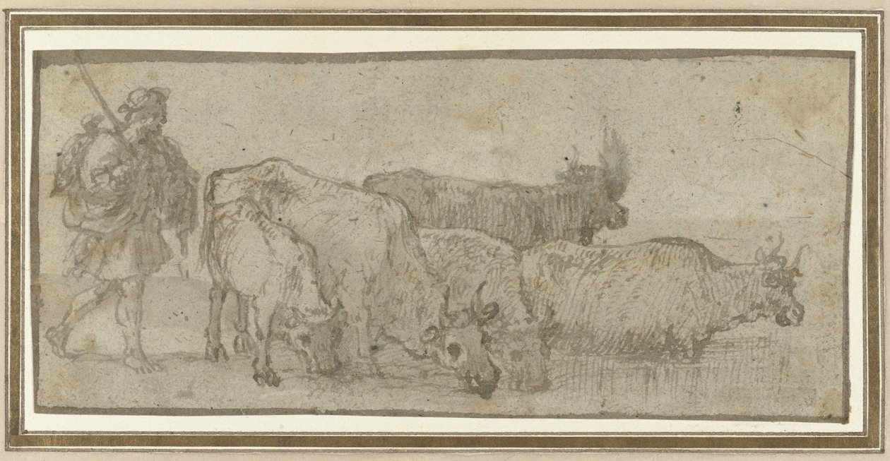 Pásztor a szarvasmarha-csordájával egy patak mellett alkotó: Claude Lorrain