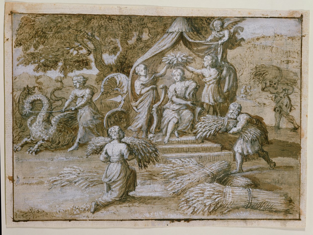 Hódolat Ceres előtt (tinta papíron) alkotó: Claude Lorrain