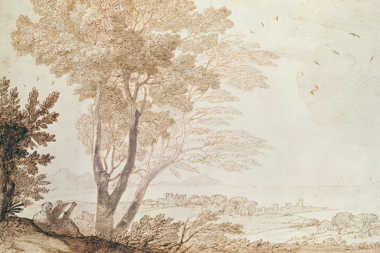 Fekvő (toll és tinta papíron) alkotó: Claude Lorrain