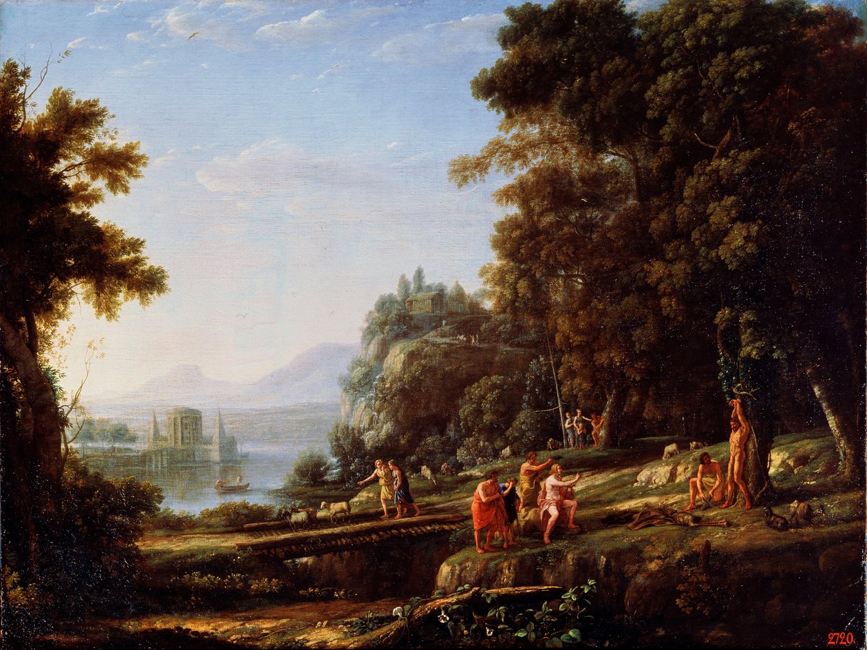 Táj Apollónnal és Marsyasszal, 1639-1640. alkotó: Claude Lorrain