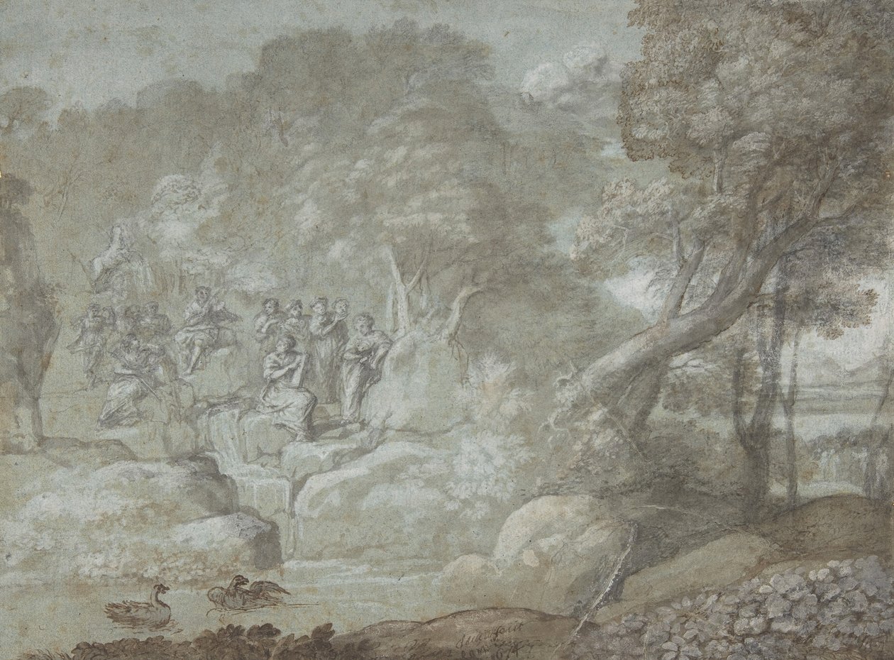 Táj Apollónnal és a múzsákkal, 1674. alkotó: Claude Lorrain