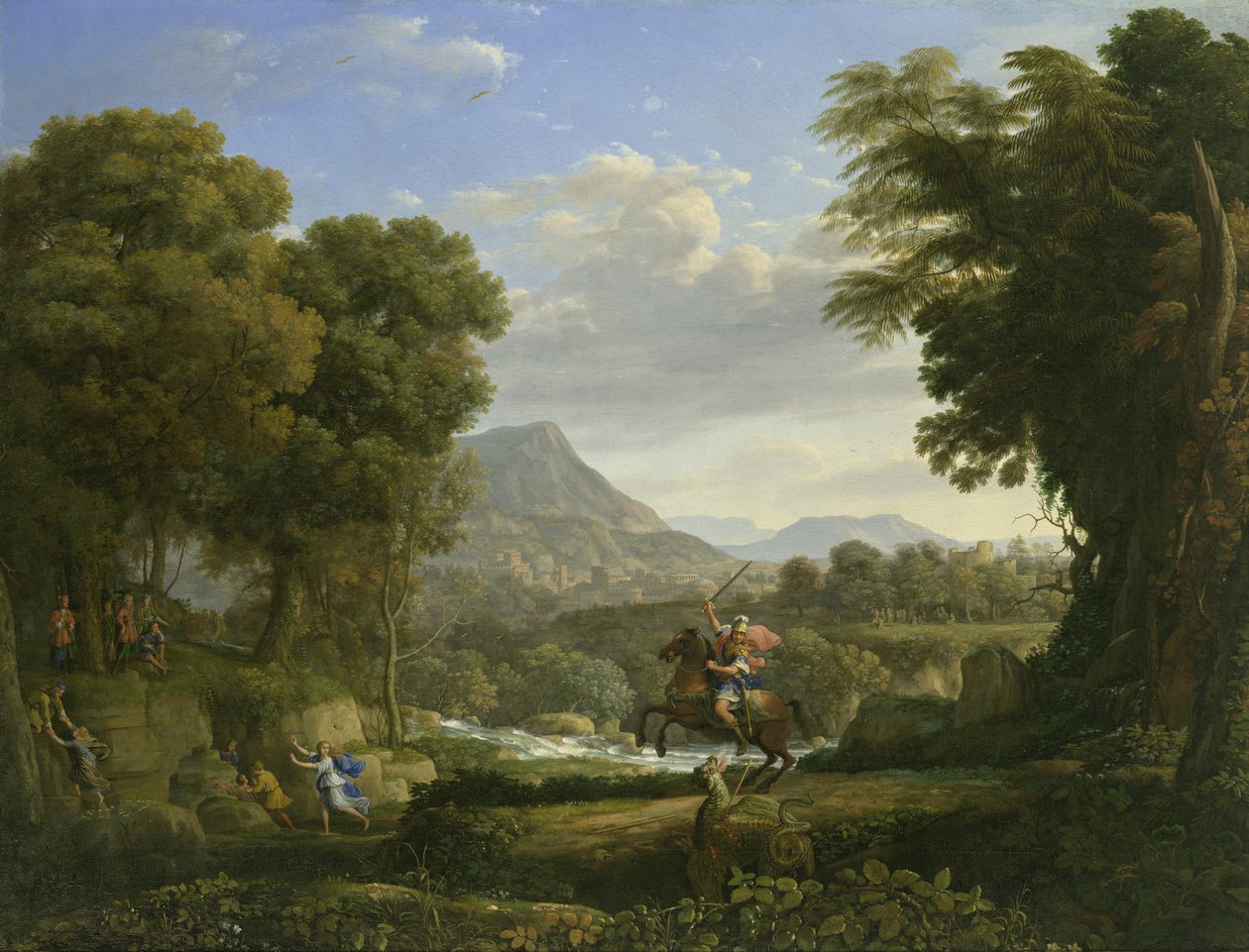 Tájkép Szent Györggyel és a sárkánnyal alkotó: Claude Lorrain