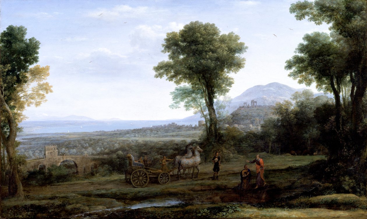 „Táj Szent Fülöp eunuchot megkeresztelésével”, 1678 alkotó: Claude Lorrain