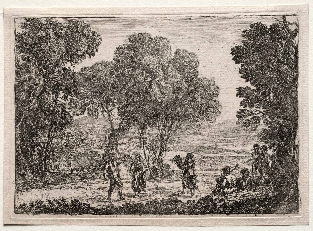 Táj country táncos kistányérral, c. 1637. alkotó: Claude Lorrain