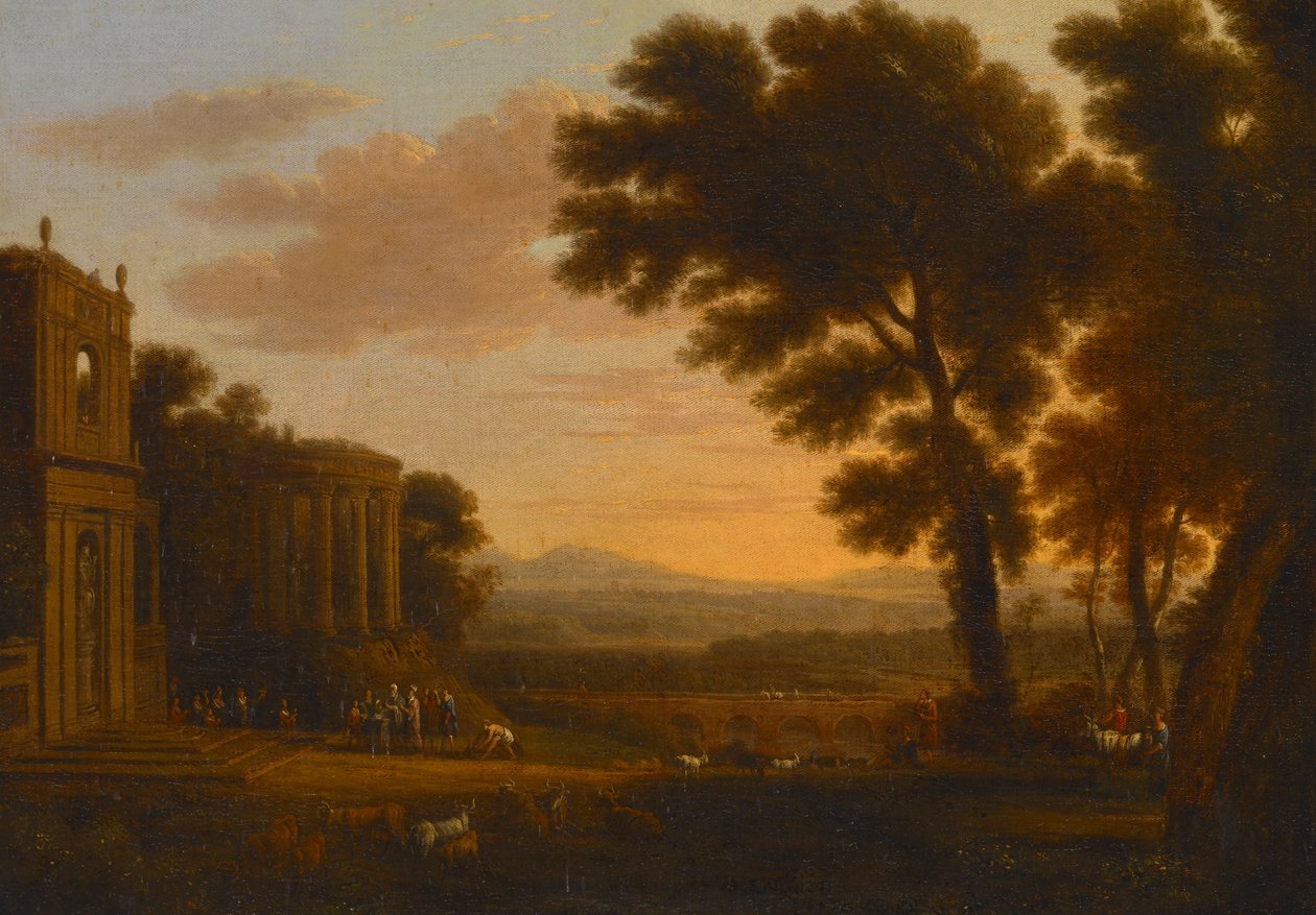 Tájkép a psziché áldozatával, az Apolló milesiai templomában alkotó: Claude Lorrain