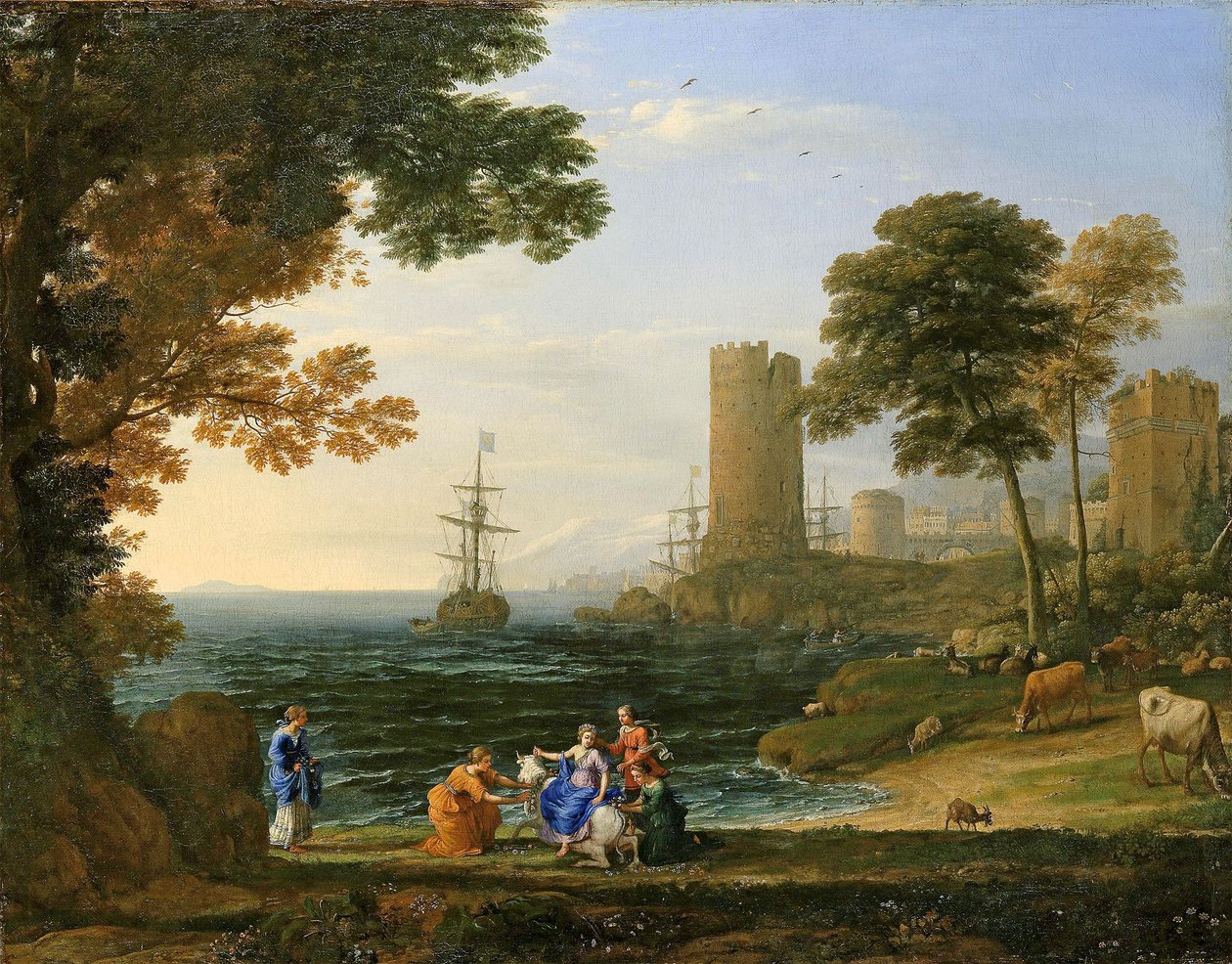 Tájkép az Europa elrablásával a Jupiter által alkotó: Claude Lorrain
