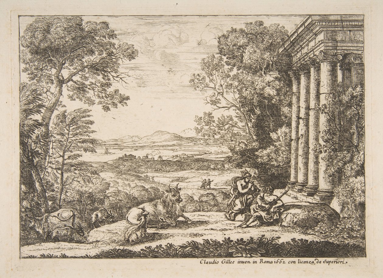 Merkúr és Argus, 1662. alkotó: Claude Lorrain