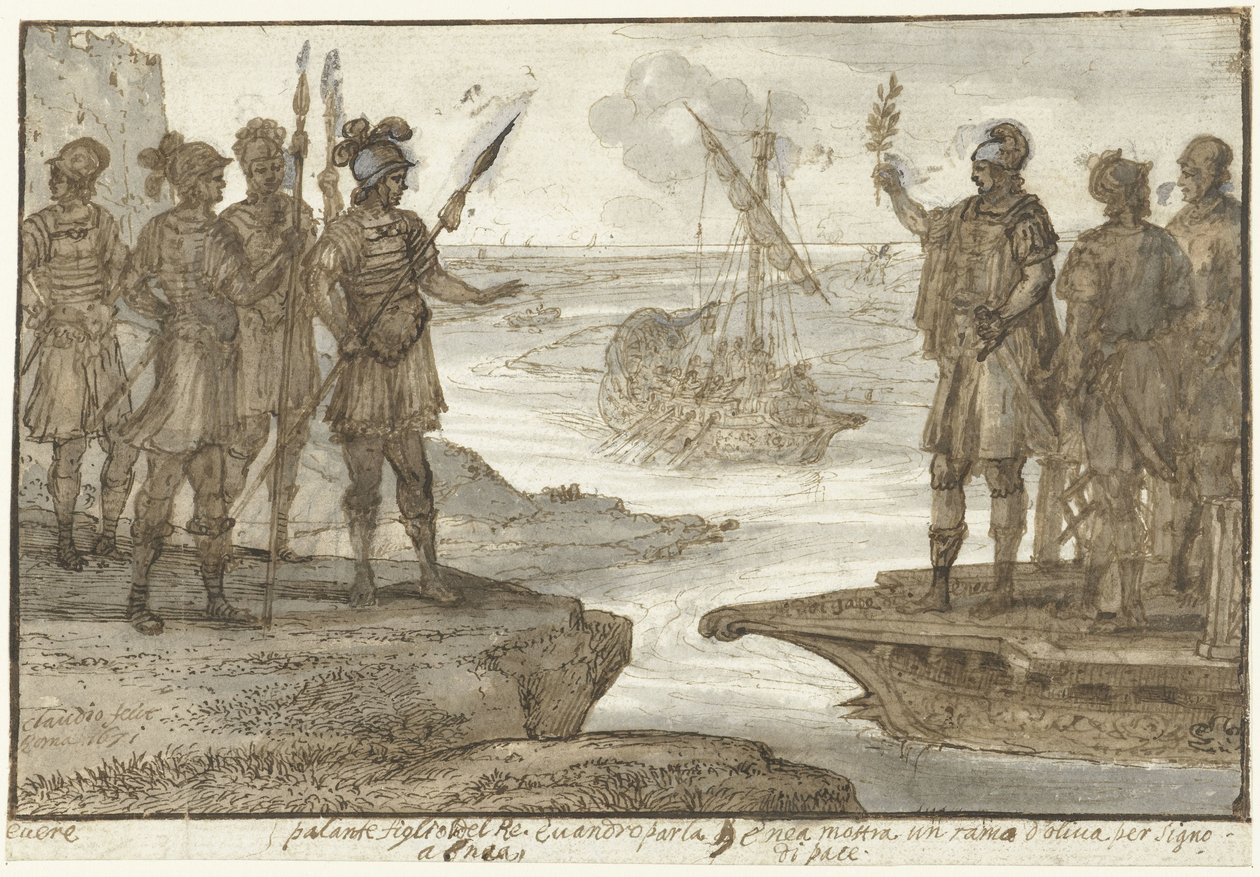 Aeneas találkozása Pallasszal, Euander (Evander) fiával alkotó: Claude Lorrain