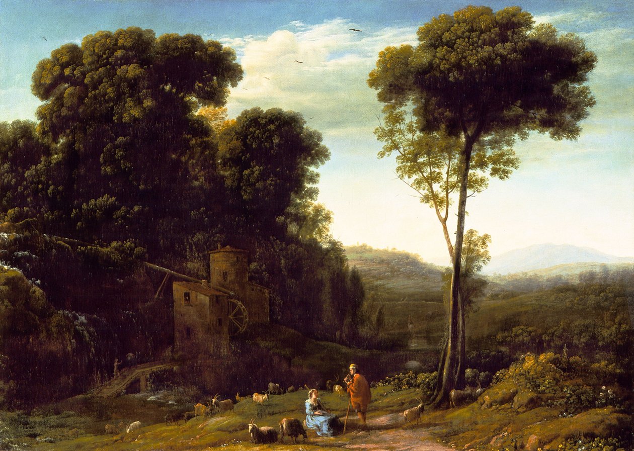 Pásztori táj malommal, 1634 alkotó: Claude Lorrain