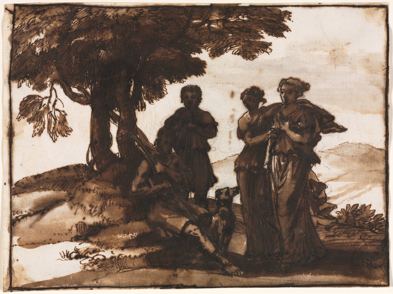 Lelkészi jelenet klasszikus figurákkal, c. 1640-1645. alkotó: Claude Lorrain