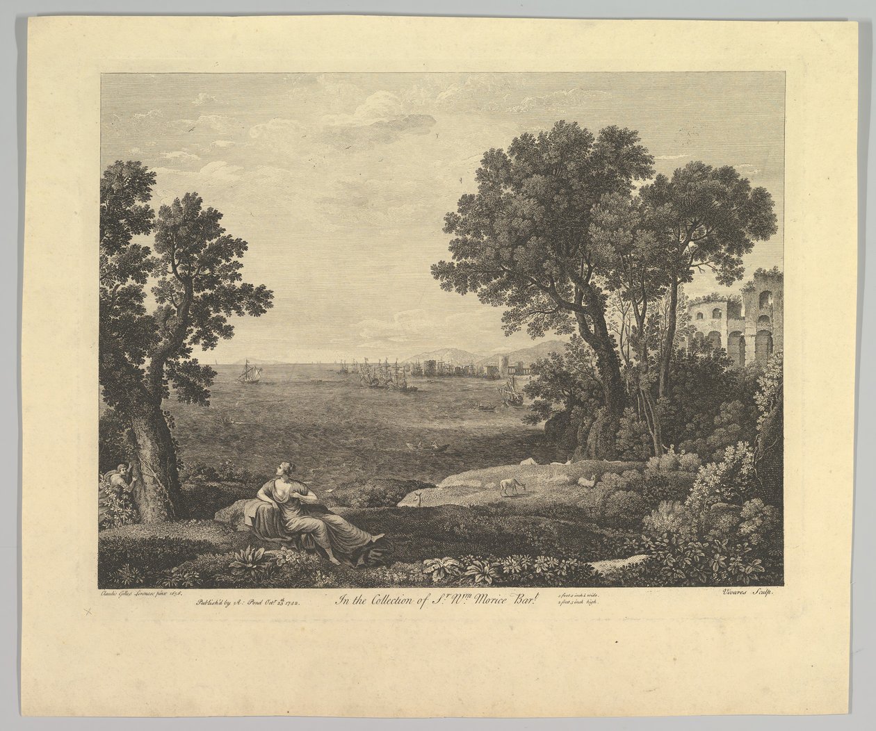 Tengeri táj Bacchusszal és Ariadnéval, 1742. alkotó: Claude Lorrain