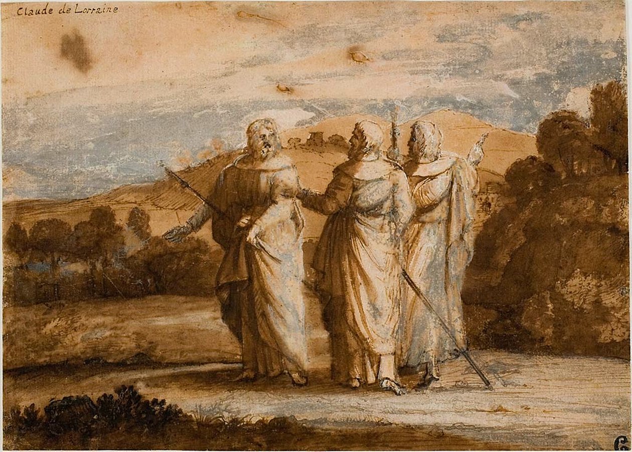 Tanulmány zarándokoknak Emmausban alkotó: Claude Lorrain