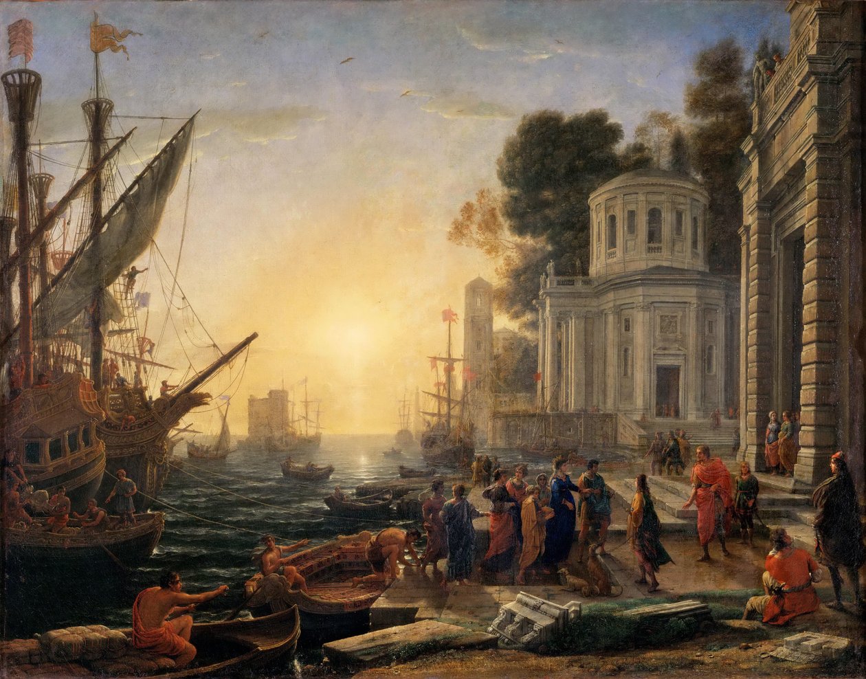 Kleopátra kiszállása Tarsusban alkotó: Claude Lorrain