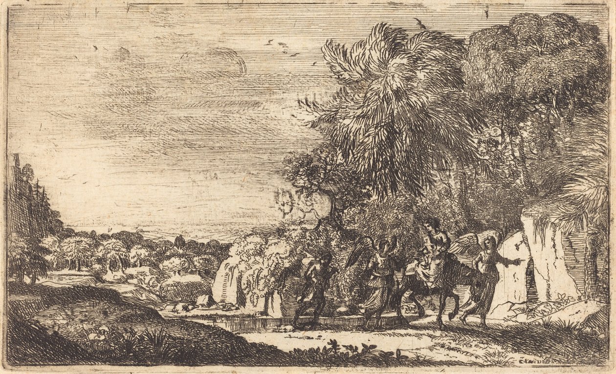Repülés Egyiptomba (La fuite en Egypte) alkotó: Claude Lorrain