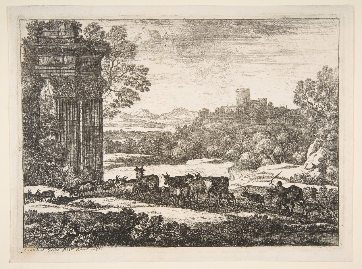 Viharos időben visszatérő csorda, 1651. alkotó: Claude Lorrain