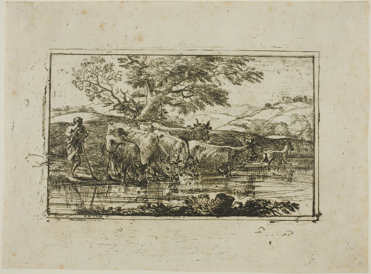 A csorda az itatóhelyen alkotó: Claude Lorrain