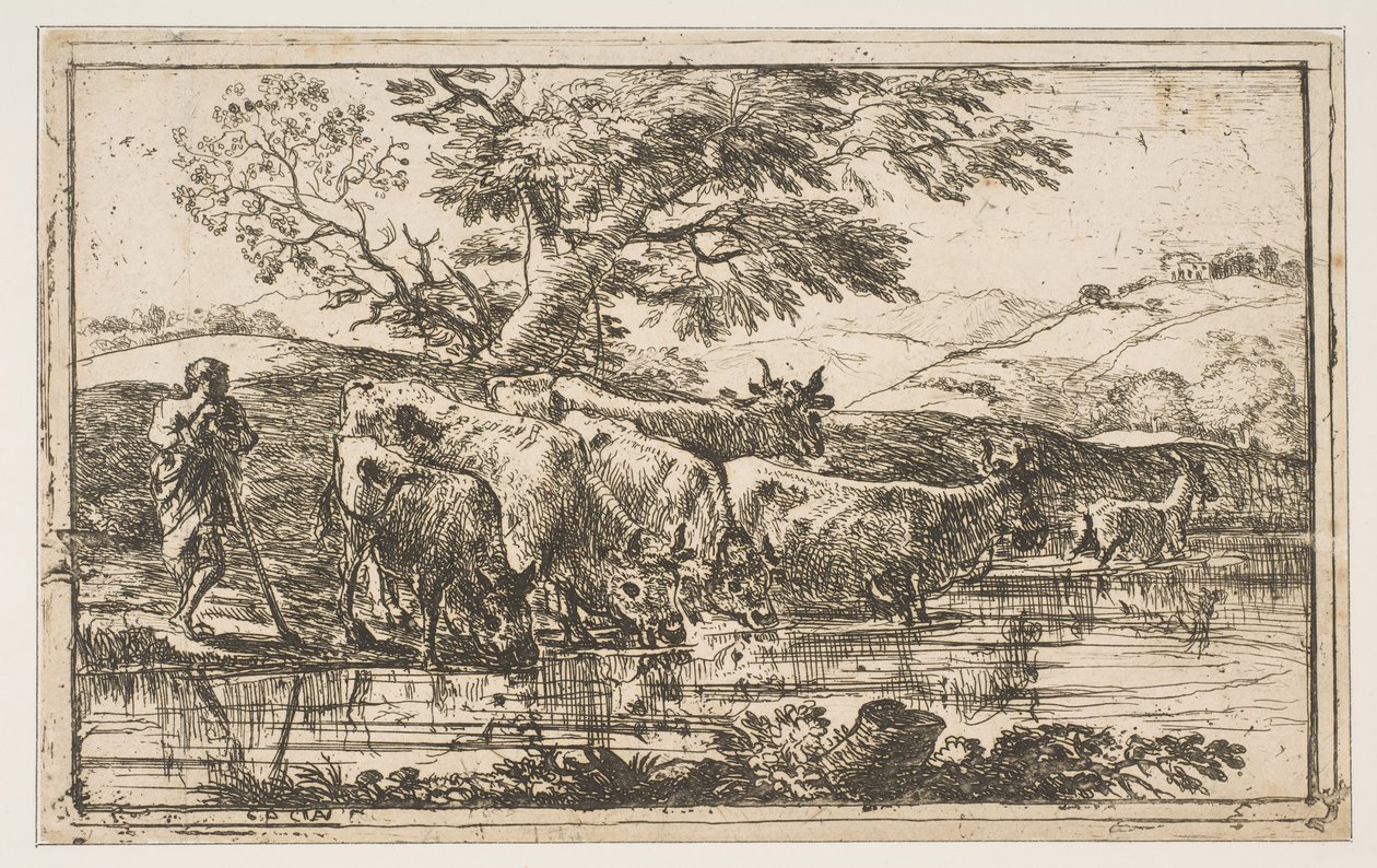 A csorda az itatóhelyen, 1635. alkotó: Claude Lorrain