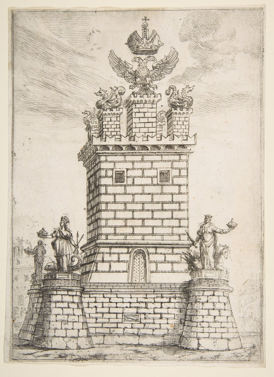 A négyszögletes torony, 1637. alkotó: Claude Lorrain