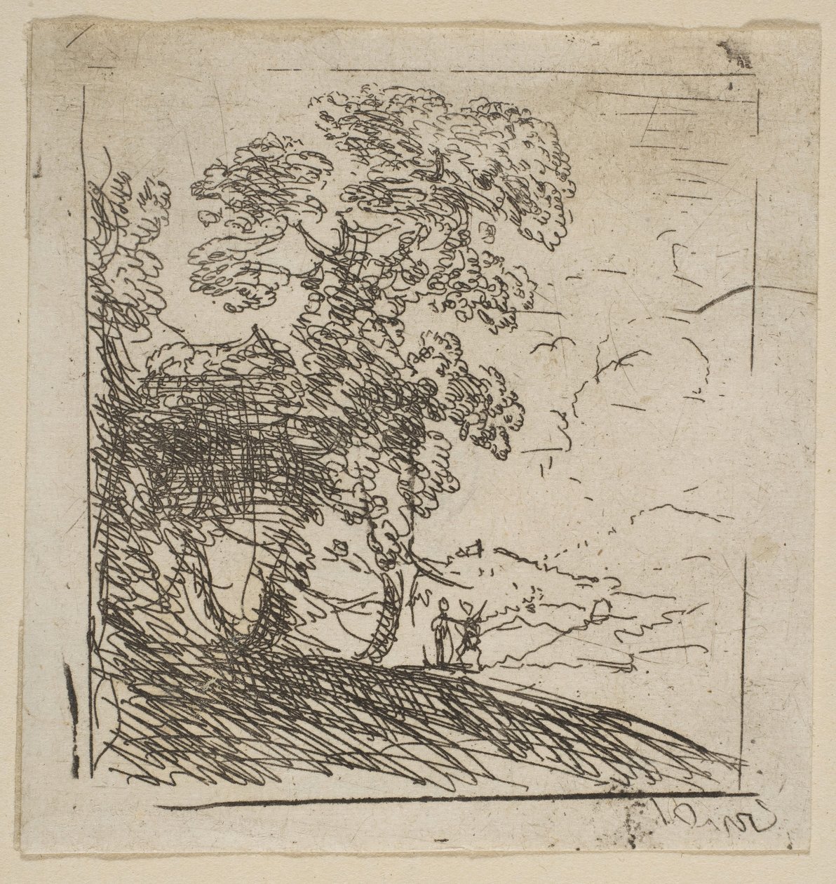 A két táj jobb fa, kb. 1630. alkotó: Claude Lorrain