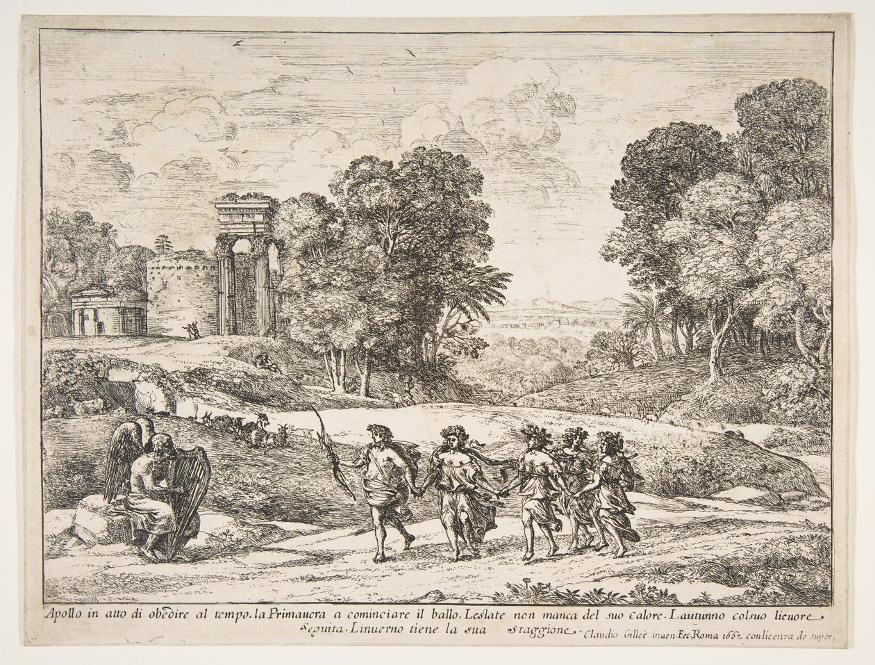 Idő, Apollo és az évszakok, 1662. alkotó: Claude Lorrain
