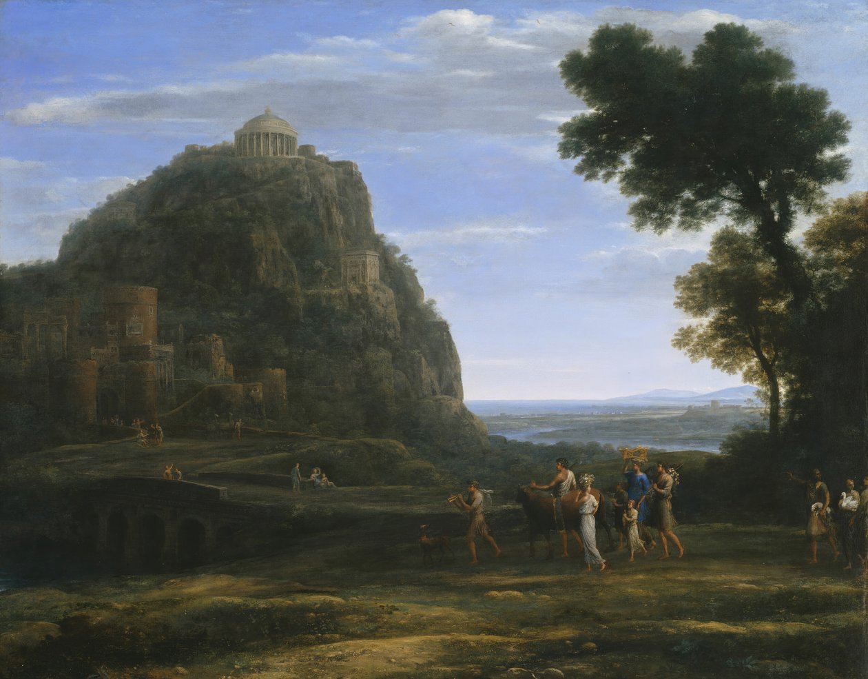 Delphi látképe körmenettel, 1673. alkotó: Claude Lorrain