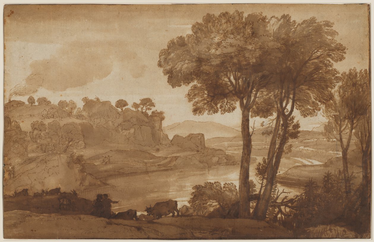 Kilátás az Acqua Acetosára (recto) alkotó: Claude Lorrain