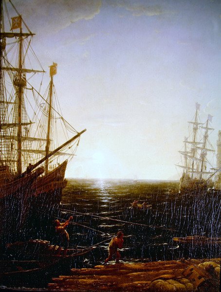 Kikötői jelenet (részlet) alkotó: Claude Lorrain