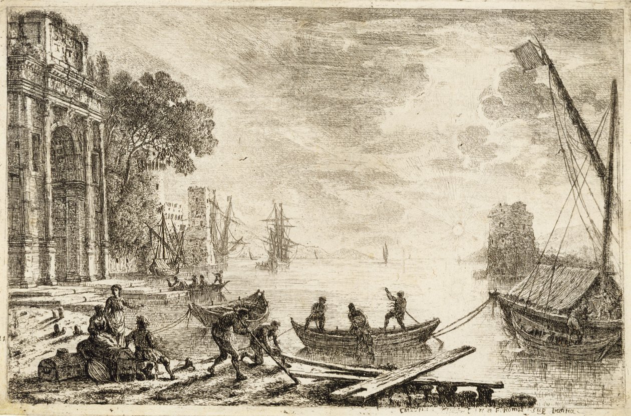 Kikötői jelenet felkelő nappal, 1634 alkotó: Claude Lorrain