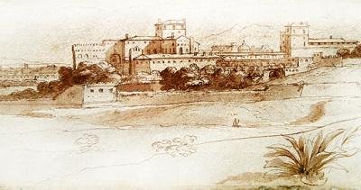 Kilátás egy olasz kisvárosra, 1630 körül (toll és mosás) alkotó: Claude Lorrain