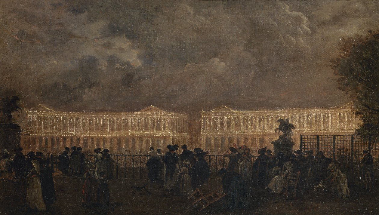 A Place Louis-XV megvilágítása a Dauphin születése alkalmából, 1781 októbere, 1781 körül (olaj, vászon) alkotó: Claude Louis Chatelet